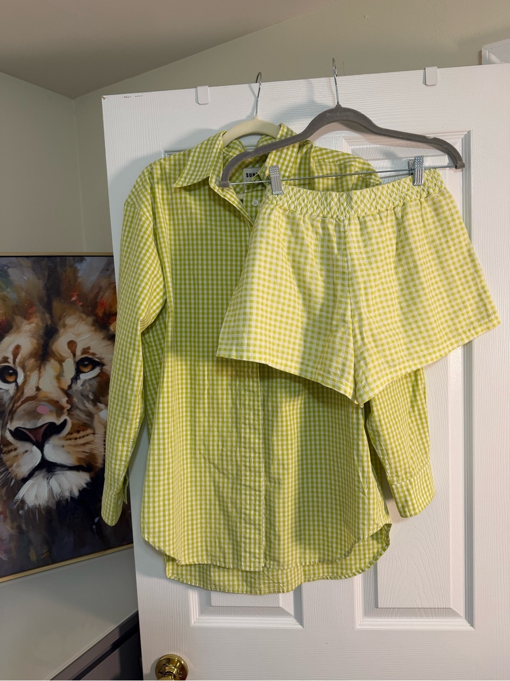 Sunday Best Yellow Gingham Button-Down Shirt and Shorts Set